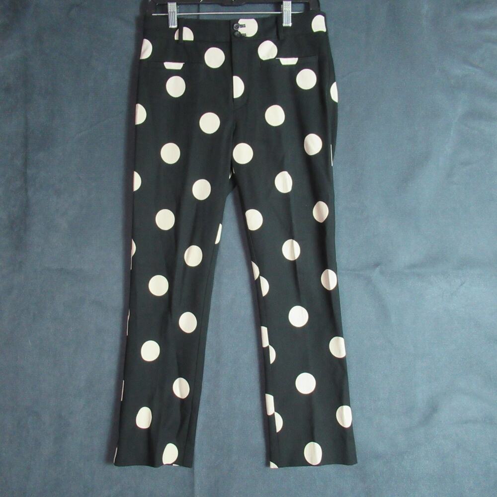 Anthropologie The Essential Collection Ankle Pants Womens Size 4 Black Polka Dot